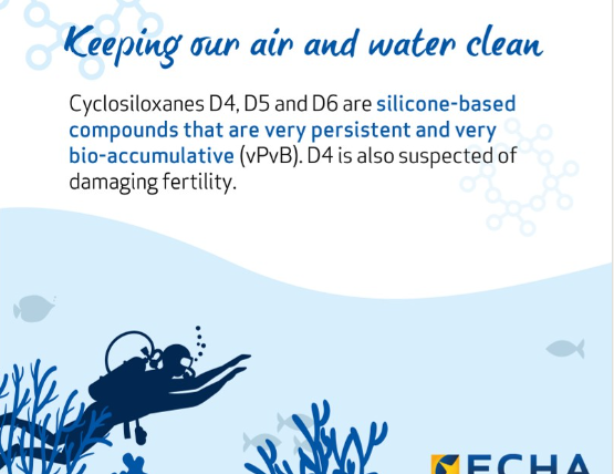 Octamethylcyclotetrasiloxane (D4), decamethylcyclopentasiloxane (D5) and dodecamethylcyclohexasiloxane (D6) substances restricted under EU Comission Regulation